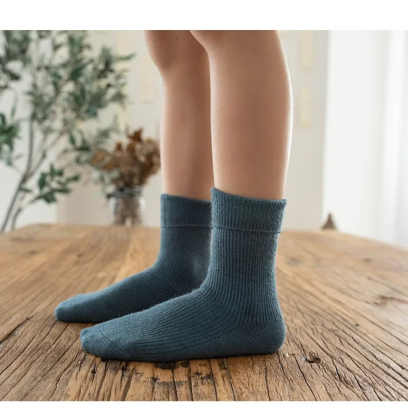 Kids Wool Socks Children Boys Girls Spring Autumn Soft Warm Socks Baby Fashion Solid Color Kids Long Winter Stuff