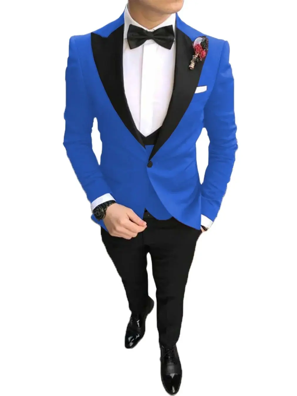 Green Casual Men's Suit Slim Fit Peak Lapel Prom Tuxedos Business 3 Pieces Set for Wedding Grooms(Blazer+Vest+Pants)