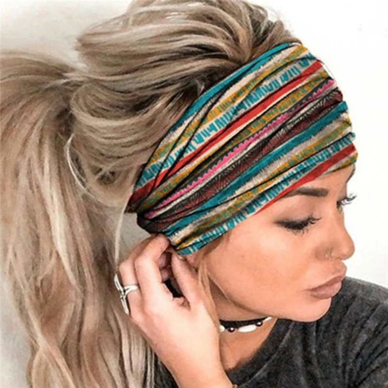 Pañuelo elástico con estampado para mujer, turbante para la cabeza, accesorios para el cabello, moda| | -