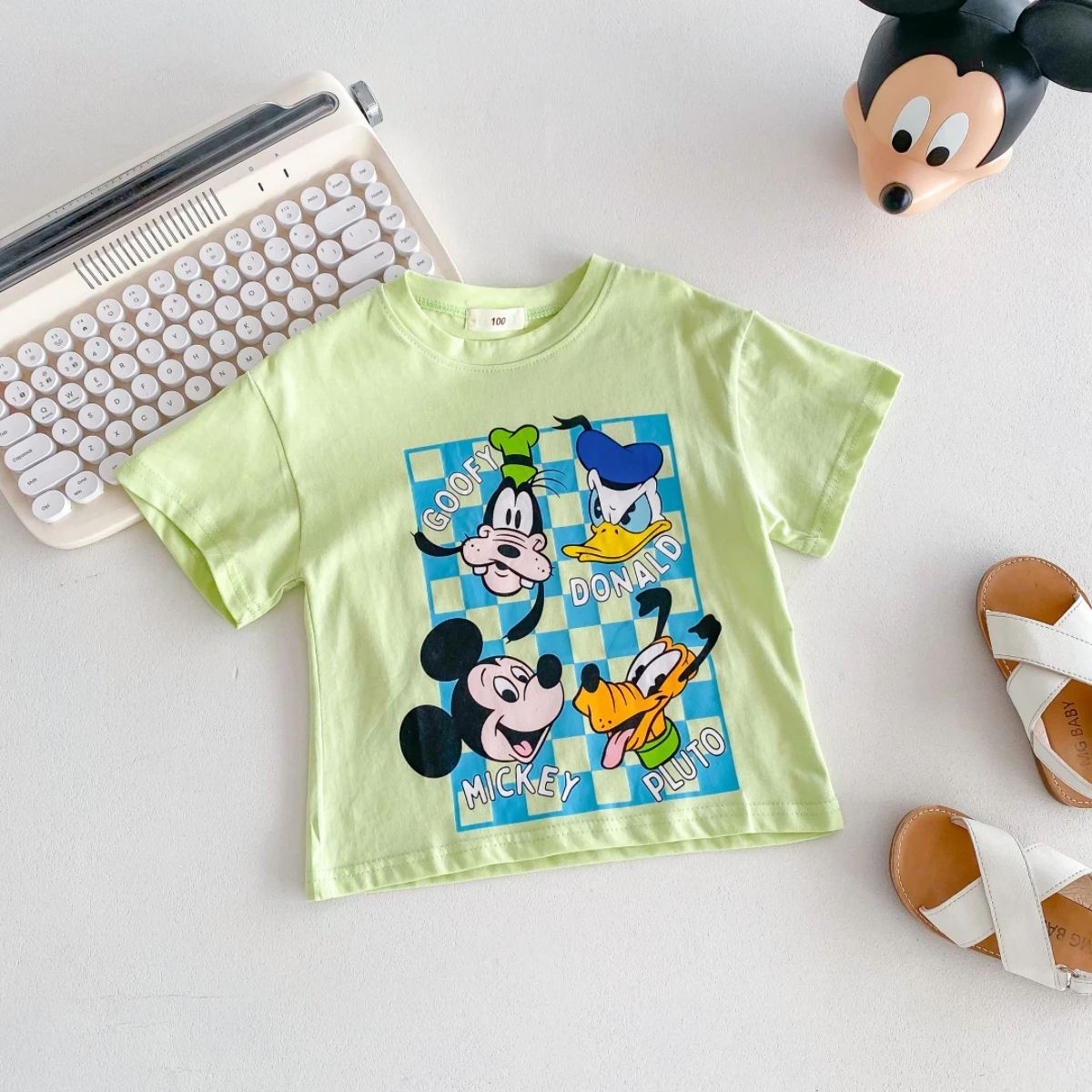 Cartoon Mickey T-shirt Summer Clothing Children's Wear Tops Tees Short Sleeve Boys T Shirts Girls Crewneck Tshirt Disney 1-6 Age 4