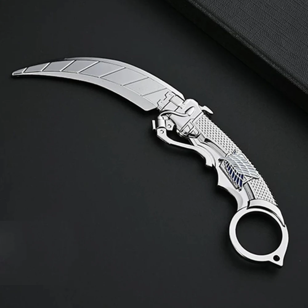 20Cm Zwarte Draak Draaibaar Klauwmes Valorant Kampioenen Karambit Veiligheid Militaire Training Mes Metalen Model Spel Wapen Speelgoed