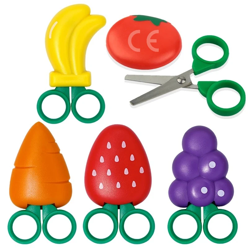 Children Scissors Fruit Shaped Safety Scissors 1Pc for Children's DIY Handmade Craft Paper Cutting Tool soft handle scissors portable scissors cutter paper cutter stationery scissors