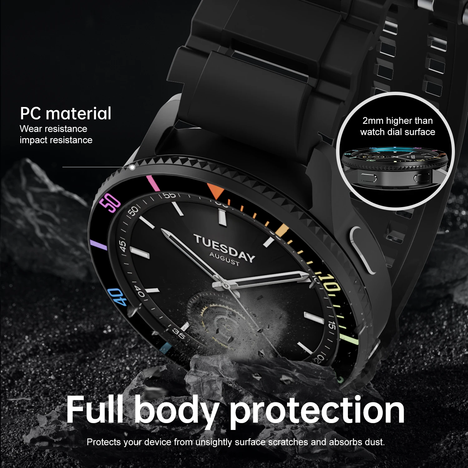 Boîtier PC pour Xiaomi Watch S3, protecteur anti-rayures, remplacement du pare-chocs, bracelet de montre en TPU pour Xiaomi Mi Watch S3, montre intelligente