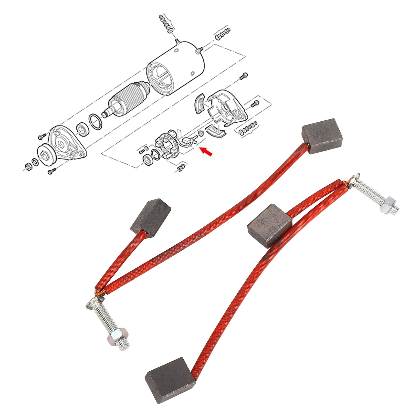 Starter Brush Set 103347301 High Performance Generator Brush Replacement for EZGO Car Starter Set 114 01 2034AS