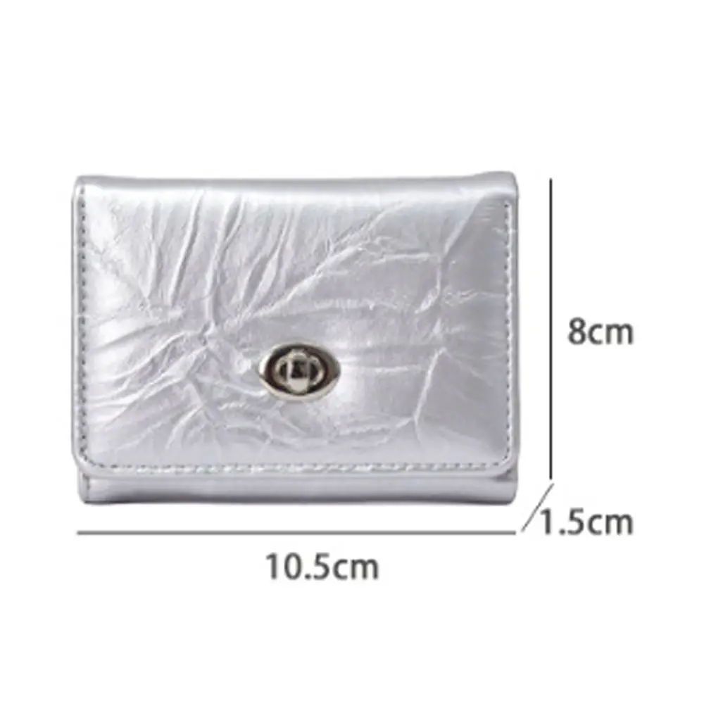 New PU Leather Wallet Silver Color Large Capacity Coin Pouch Personality Coin Purse