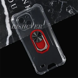 Enhanced Product Title: 

Durable TPU Soft Silicone Phone Case with Back Ring Holder Bracket for Oukitel G2 (Transparent C Red)