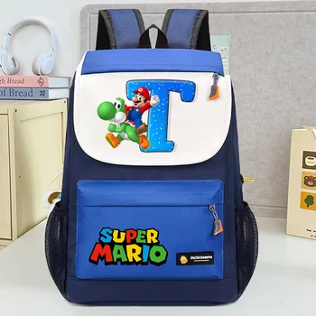Zaino di grande capacità Super Mario Bro per ragazzi e ragazze, cartoni animati con lettere stampate, zainetto per studenti, borse per riporre articoli di cancelleria 1