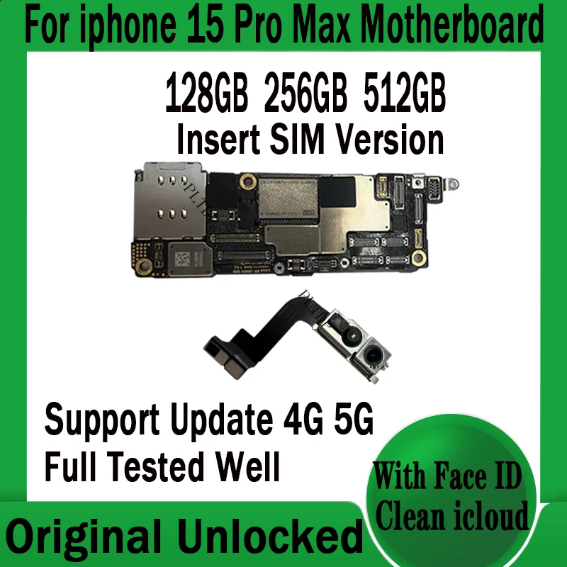 

For iPhone 15 Pro Max Motherboard Original Unlocked Tested Well Plate 128GB 256G 512G Support Update MainBoard With/No Face ID
