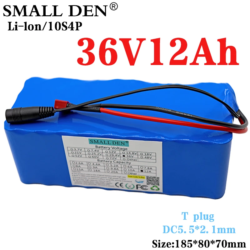 36V 12Ah 18650 Li-ion battery pack 10S4P 12000mAh High capacity for Electric bicycle Scooter motorcycle 500W ebike BMS | Электроника