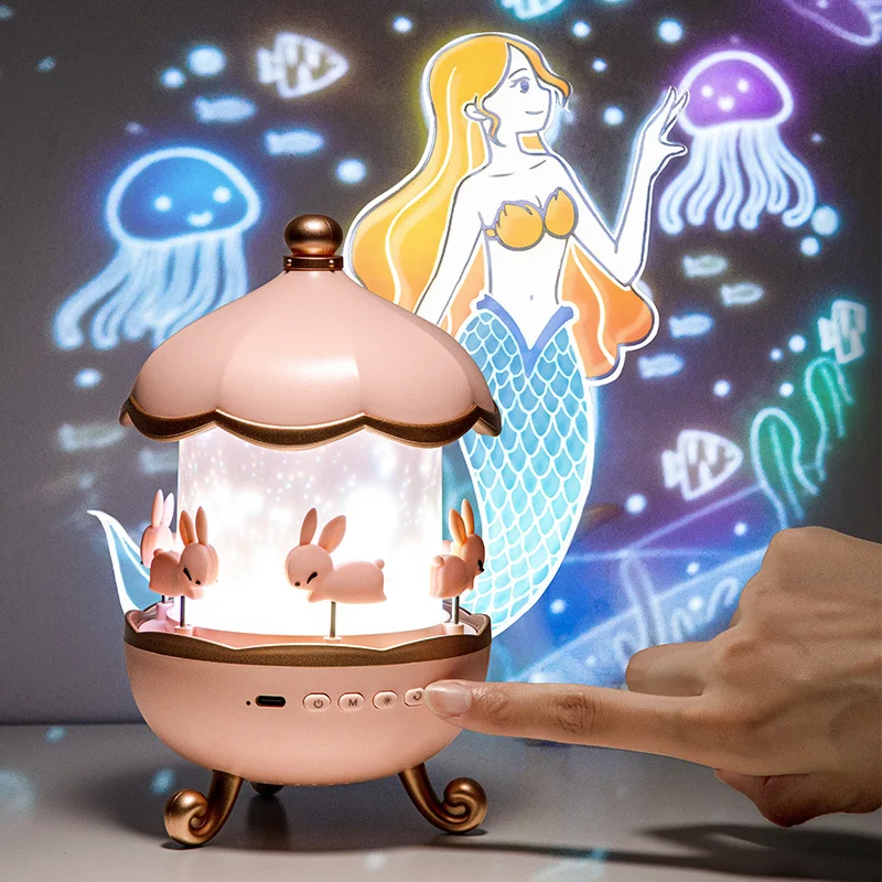 회전하는 별빛 프로젝터 야간 조명, 블루투스 스피커 뮤직 박스, LED 분위기 조명, 어린이 생일 크리스마스 선물