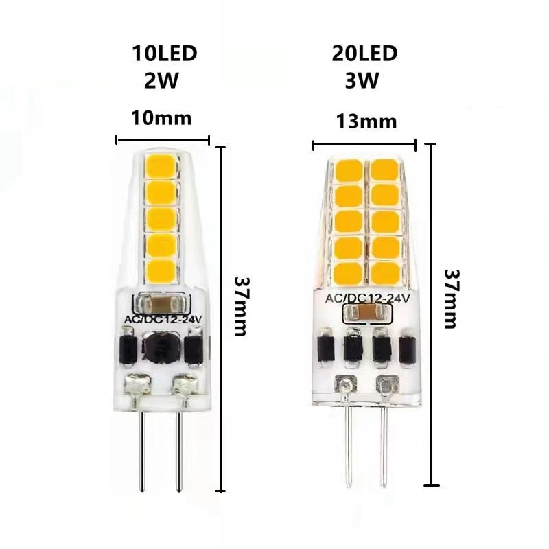 5PCS 공장 직접 LED 미니 전구 AC/DC12V 옥수수 램프 1W 2W 3W 4W G4 크리스탈 샹들리에에 대 한 슈퍼 밝은 따뜻한 흰색 빛