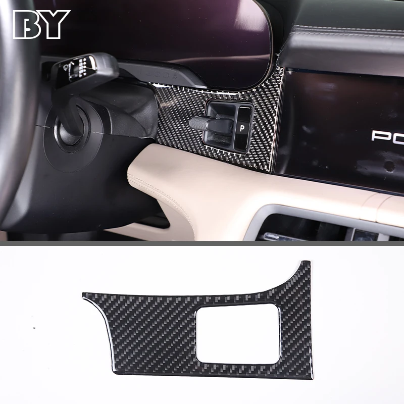 

For Porsche Taycan 2019-2022 Soft Carbon Fiber Car Dashboard Gear Adjustment Switch Frame Cover Trim Sticker Car Accessories