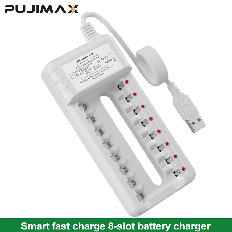 PUJIMAX Battery Charger intelligent 8slot USB cable AA/AAA Ni-MH Rechargeable Batteries remote control microphone camera battery charger charger adapter battery charger adapter