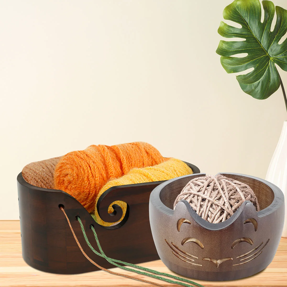 Wooden Yarn Bowl Crochet Organizer Yarn Bowl Wire Ball Woolen Knitting Storage Basket for Handmade DIY Knitting Crochet Skeins