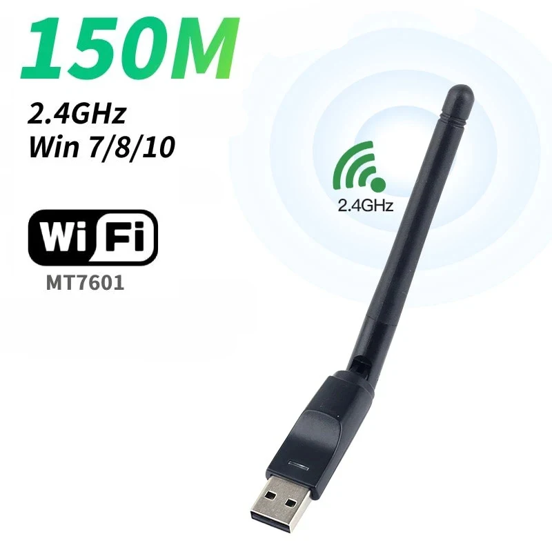 Adattatore Wifi Usb 150Mbps 2.4Ghz 2Dbi Antenna Ethernet Wi-Fi Dongle Lan Scheda Di Rete Wireless Notebook Wifi Ricevitore Iptv Mt7601