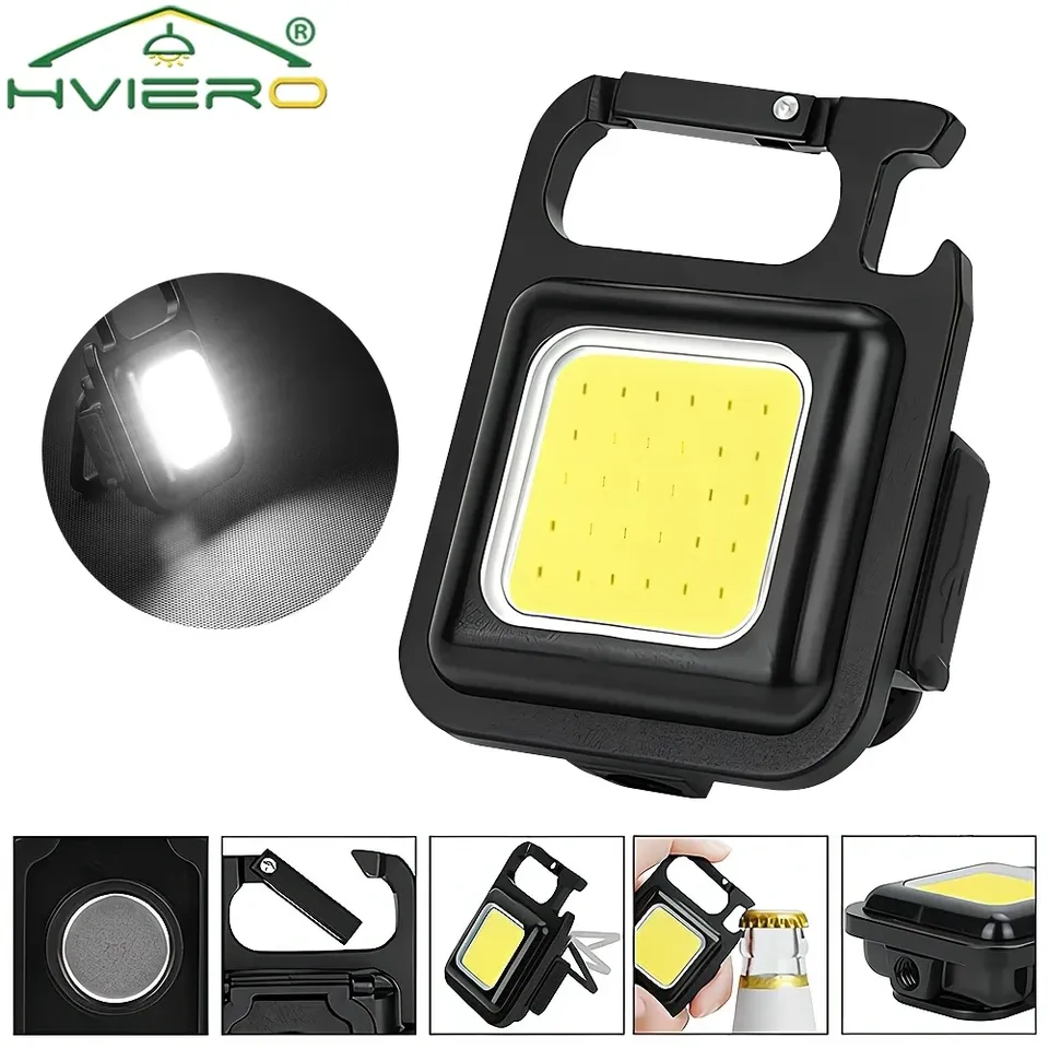 COB Work Light Flashlamp Mini Flashlight Keychain Carry LED Waterproof USB Charge Convenient Emergency Outdoor Lighting Camping