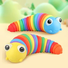 

New Fidget Slug Toy Pop Slug Joints Curled Up Kids Fidget Sensory Relieve Stress Toy Funny Anti-stress Children Slug Toy Gifts