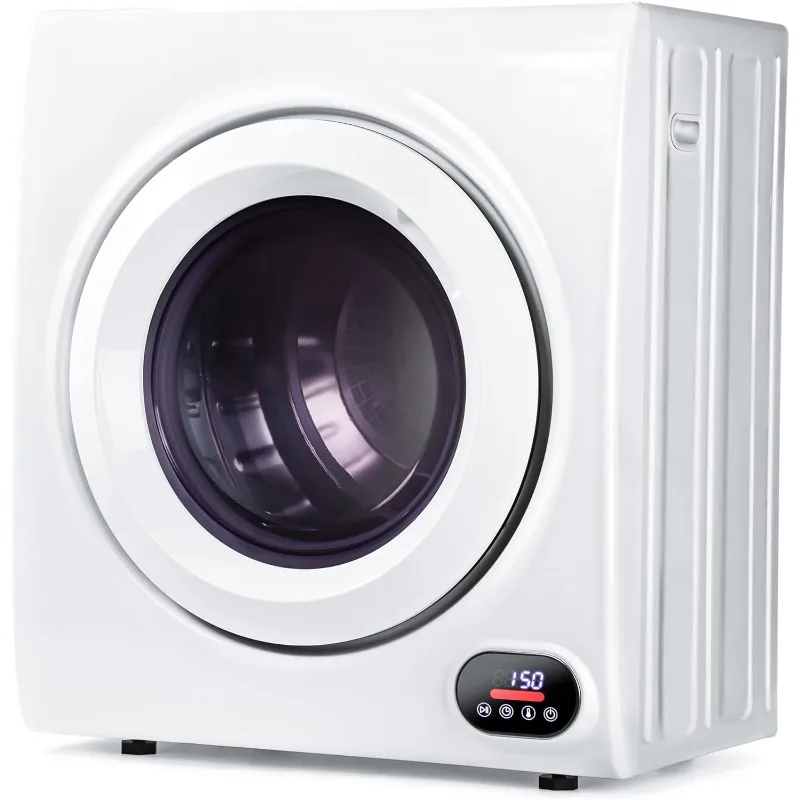 Compact Laundry Dryer,Front Load Stainless Steel Clothes Dryers with Exhaust Pipe,1500W,LCD Control Panel Four-Function Portable
