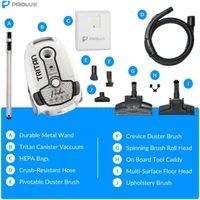 Prolux Tritan Bagged Canister Vacuum Cleaner with HEPA Filter, 5 Speed Motor, Quiet Vacuum for Pet Hair 2