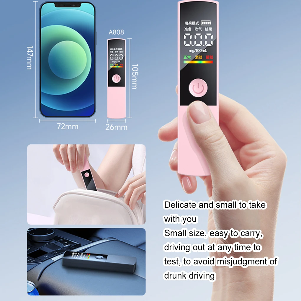 Portable Breathalyzer Professional Breath Alcohol Tester LED Display Detector for Drunk Driving Car Electronics Alcohol Test