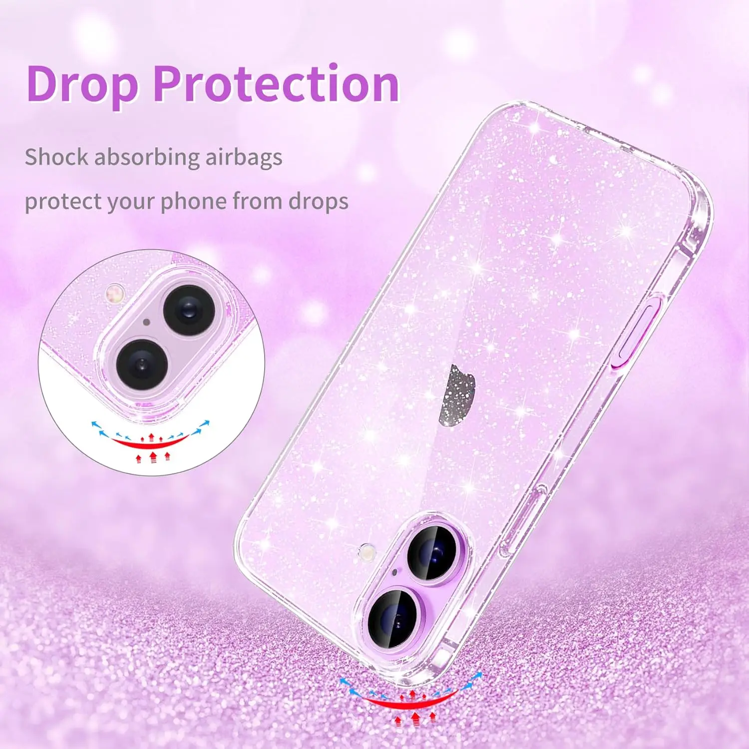 Transparent Glitter Bling Phone Cover -