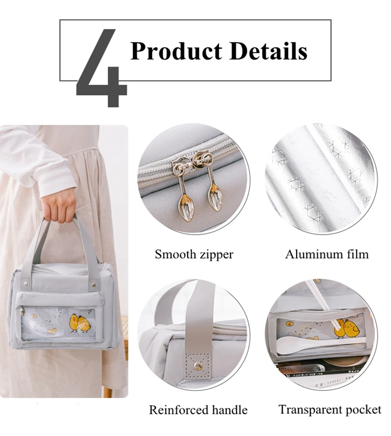 Waterproof Insulated Lunch Box Bags Women's Kids Thermal Bento Cooler Tote Bags for Outdoor Picnic Foods Storage Container lunch bag,bento bag,cooler bag
