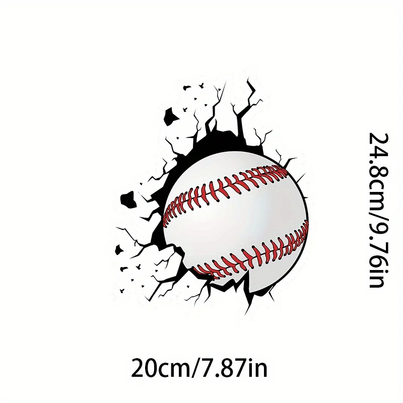 3D Effect The Baseball Broke Waterproof Decals Stickers for Car Laptop Wall Windows Auto Bumper Windshield Funny Car Sticker