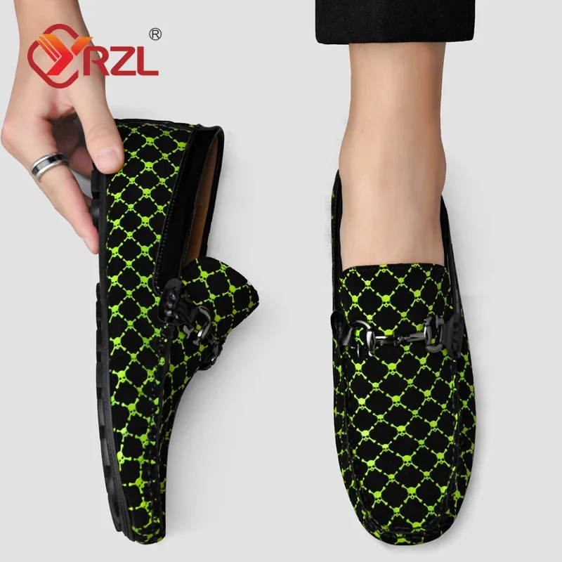YRZL Men Loafers Handmade Genuine Cowhide Leather Shoes Comfortable Driving Flats Slip on Moccasins Non Slip Men Shoes Plus Size