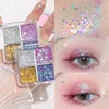 4-Color Shimmer Eyeshadow Glitter Body Face Art Loose Sequins Diamond Jewels Rhinestones Makeup Pallet Waterproof Party Festival 5