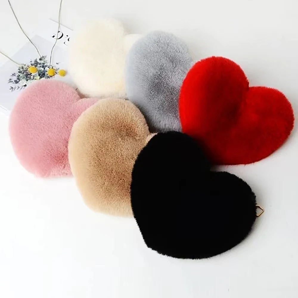 Fashion Women's Heart Shaped Handbags NEW Solid colored plush Chain Plush Bag Cross-body Bag  Purses and Handbags