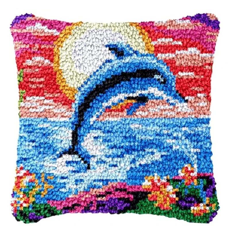Marine Animals Cushion Smyrna Button Package Latch Hook Pillow Embroidery Pillow Foamiran For Needlework Embroidery Set