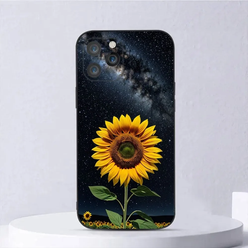 Radiant Yellow Sunflower Soft Silicone Phone Case - Chic Black Cover
