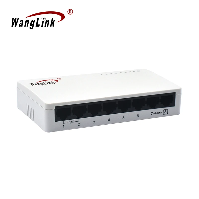 Wanglink 10/100Mbps 8 포트 네트워크 플라스틱 비관리형 이더넷 스위치 지원 QOS VLAN 확장