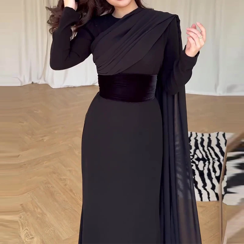 أسود مثير س الرقبة المرقعة مساء اللباس ربيع جديد ب...