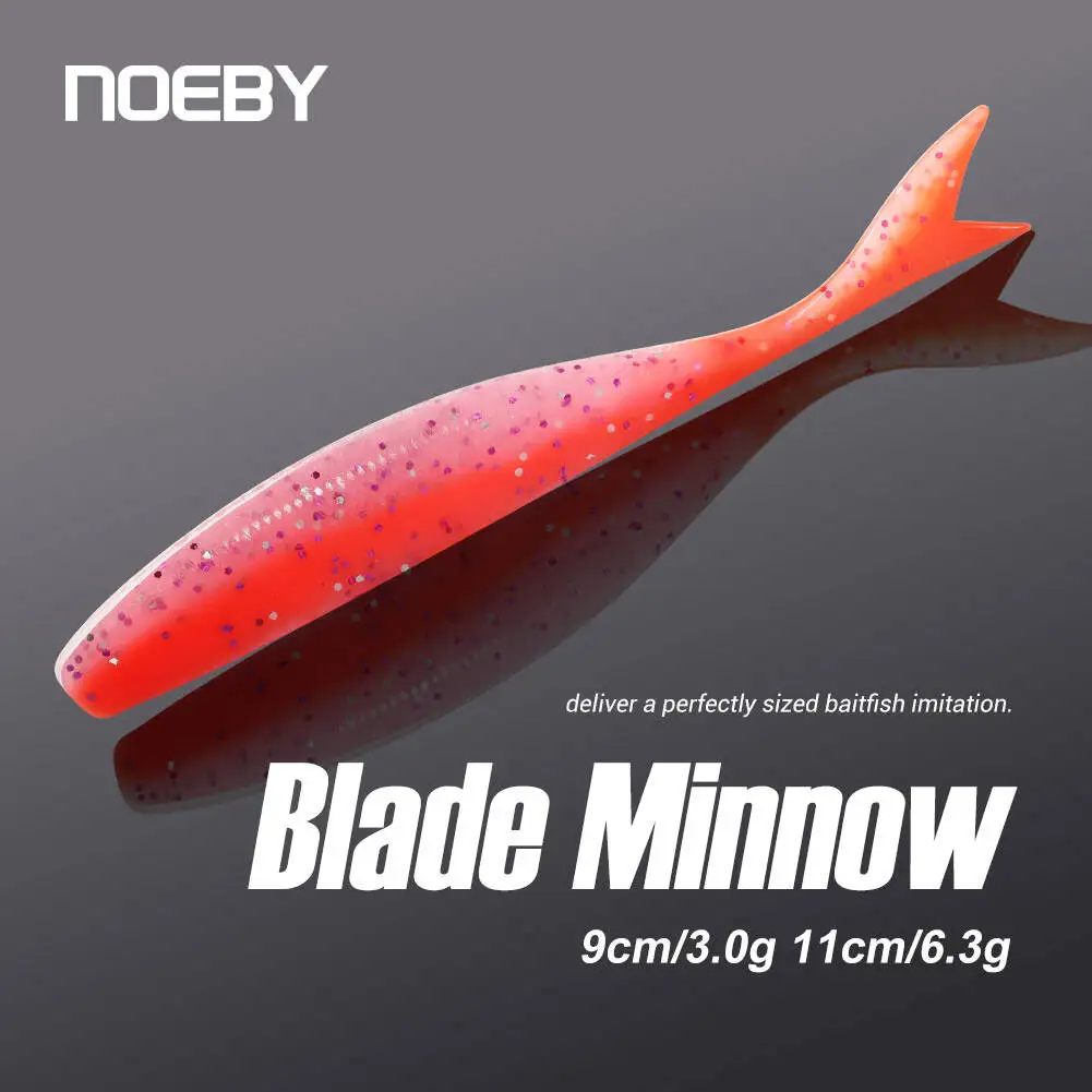 NOEBY Blade Minnow Dart Worm Weichköder 9cm 11cm Silikon Kunstköder Salzwasser Süßwasser Seebarsch Künstliches Angelzubehör