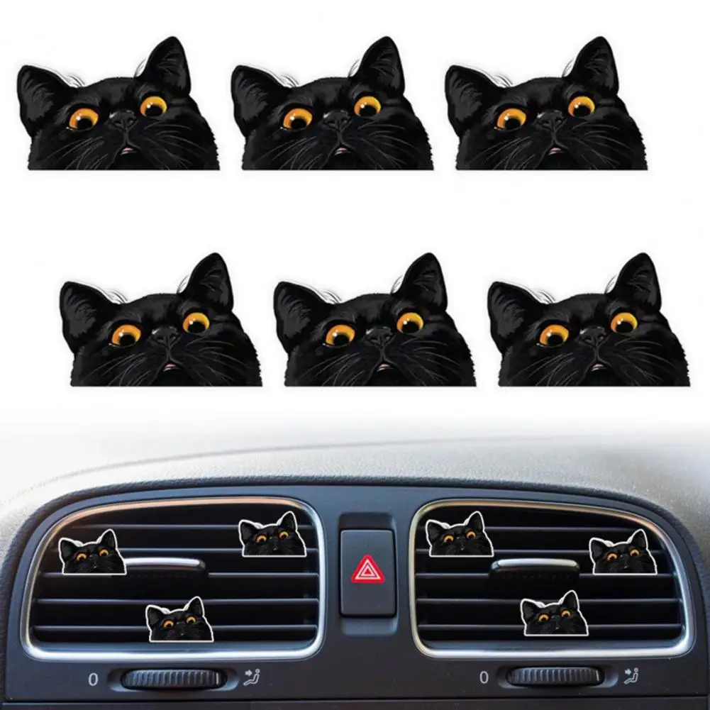 

6Pcs/Set Black Cat Air Vent Clips Cute Car Fresheners Long-lasting Fragrance Odor Eliminator For Women Men