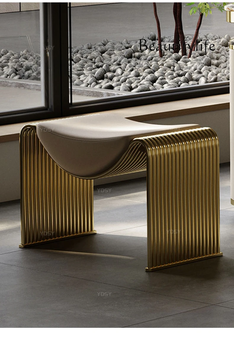 

Light Luxury High-End Living Room Shoes Changing Low Stool Bedroom Tailstock Cloakroom Dressing Stool Makeup Stool