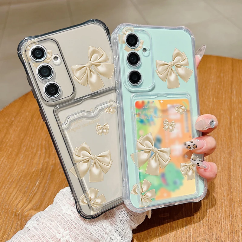 Bow Print Card Wallet Case with Soft Cover