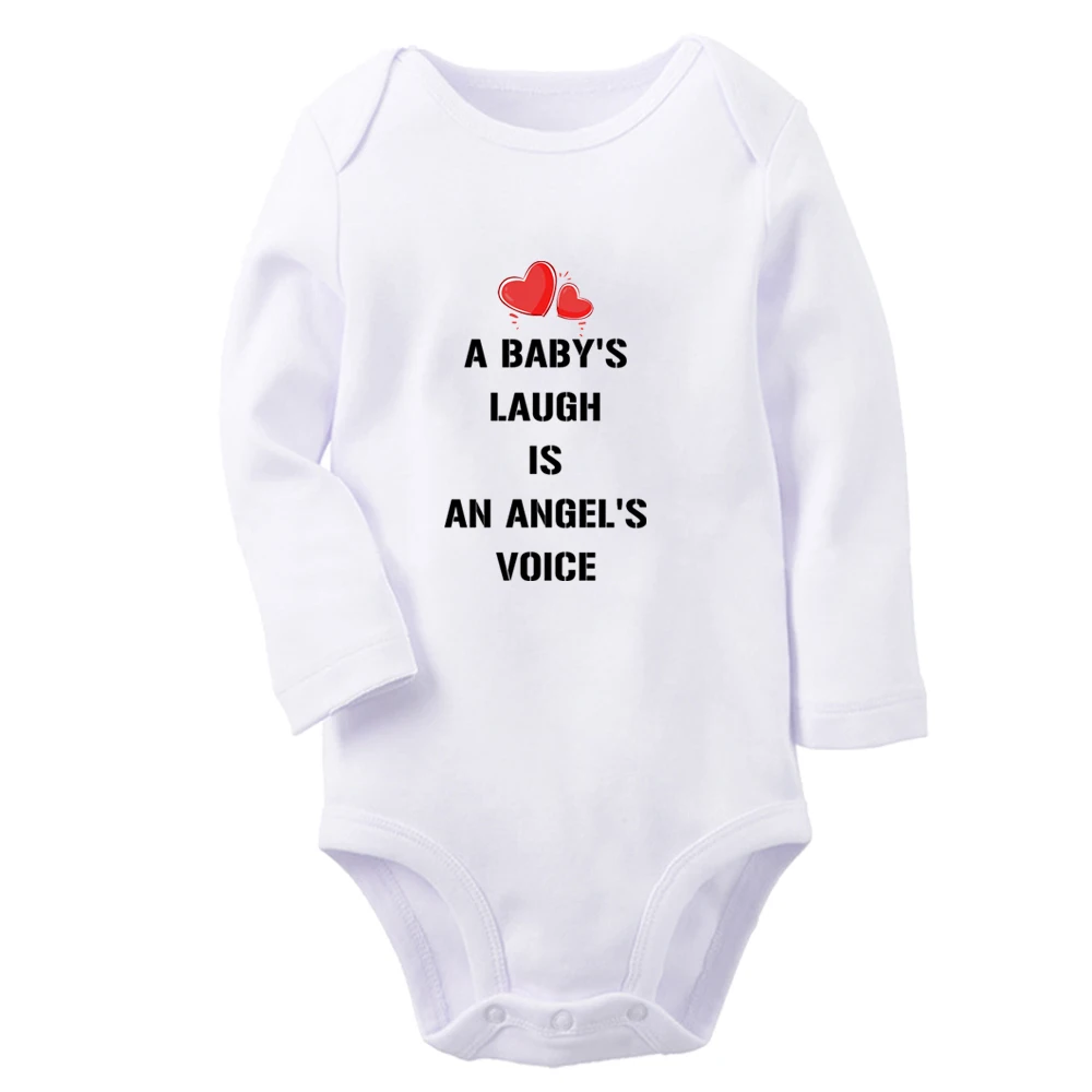

A Baby's Laugh is An Angel's Voice Cute Baby Rompers Baby Boys Girls Print Bodysuit Infant Long Sleeves Jumpsuit Kids Clothes