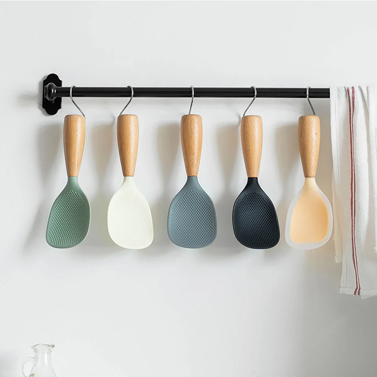 Non-Stick Silicone Rice Spoon and Cooking Ladle with Draining Holes