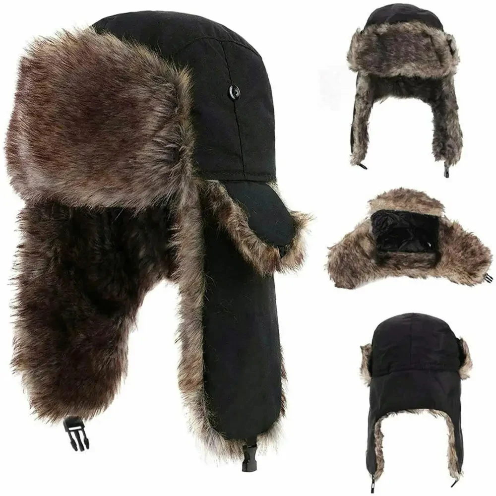 Mens Women Unisex Warm Trapper Aviator Trooper Earflap Winter Hat Faux Fur,earflap hat