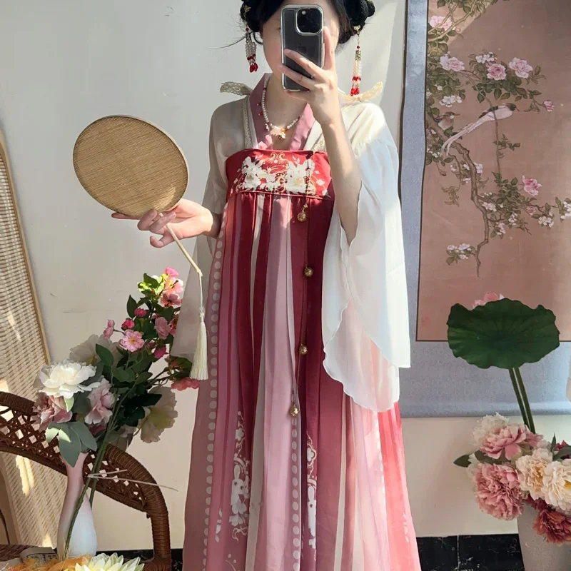

Chinese Style Traditional Hanfu Dress Set Tang Dynasty Long Dress Folk Dance Costume Fairy Cosplay Ancient Princess Stage Outfit