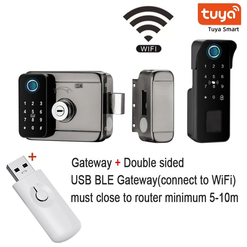 Tuya مقاوم للماء قفل الباب الذكي بصمة في الهواء ال...