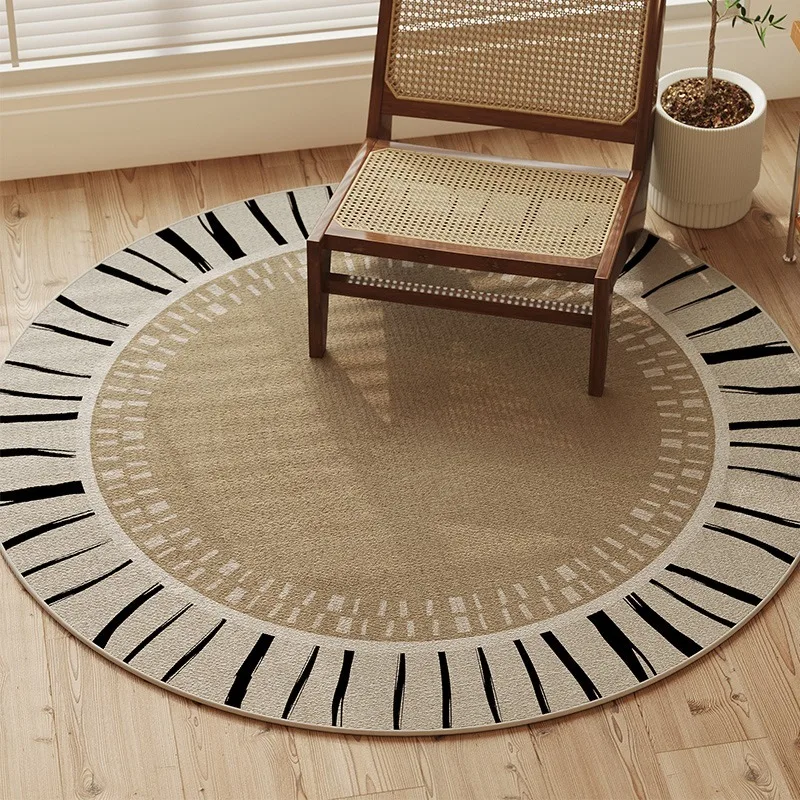 Round Bedroom Rug Light Luxury Study Coffee Table Floor Mat Retro Brown Living Room Carpet for Leisure Area Cloakroom Ковер 러그 - Image 3