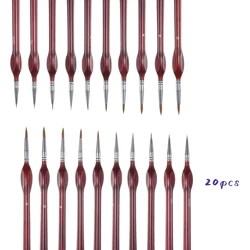 10 - Piece Fine Detail Paint Brush Set for Miniature Art in Acrylic, Watercolor, Oil, Face, and Nail (Wine red)
