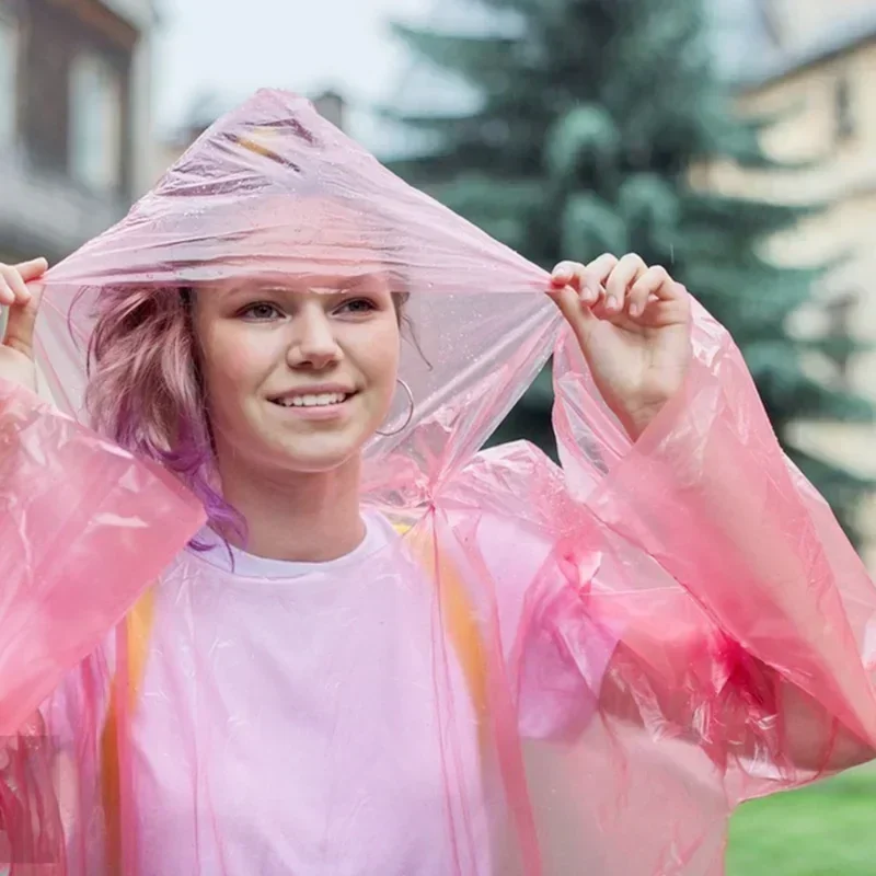 Portable Raincoats 1/10PCS Balls with Hook Disposable Waterproof Rain Ponchos for Outdoor Hiking Camping Emergency