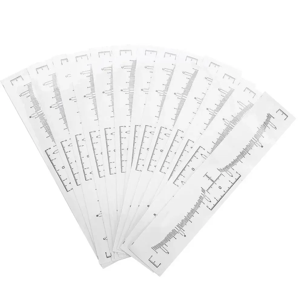 50pcs Eyebrow Ruler Sticker Tattoo Shape Tool Adhesive Microblading Guide Makeup Measurement Stencil Template