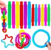 12pc Mini Pop Tubes Sensory Toy For Adult Stress Relieve Toys Kid Autism Anti Stress Plastic Bellows Children Squeeze Toy 1