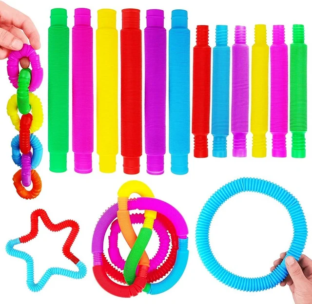12pc Mini Pop Tubes Sensory Toy For Adult Stress Relieve Toys Kid Autism Anti Stress Plastic Bellows Children Squeeze Toy 1