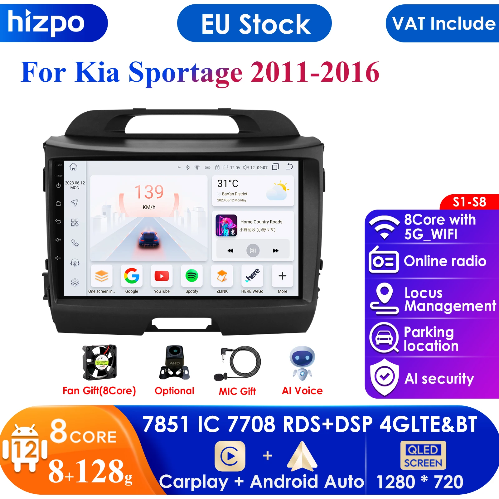 Per Kia Sportage 2010 2011 2012 2013 2014 2015 2016 2Din Car Android Radio Multimedia Player 2 Din Autoradio Video Gps Navi Wifi